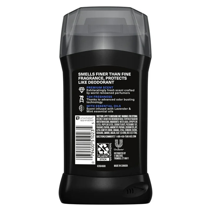 Axe Fine Fragrance Men's Deodorant Stick Blue Lavender Mint Amber, 3 oz