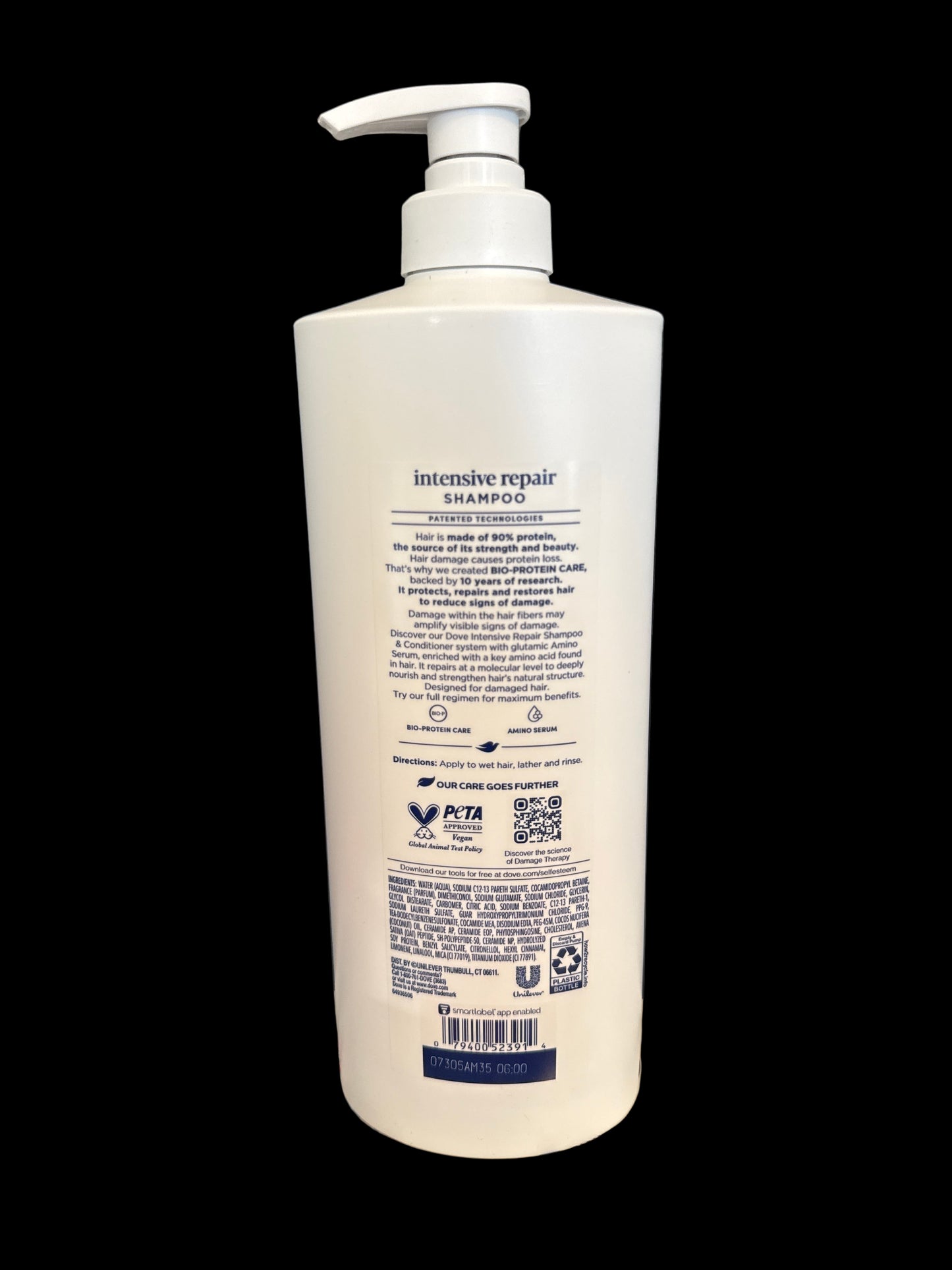 Value Size Dove Intensive Repair Hair Shampoo Pump with Glutamic Amino Serum & Bio-Protein Care - 33.8 floz