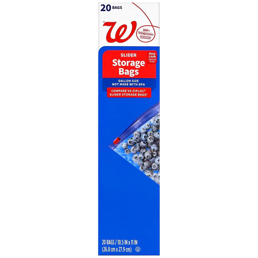 Walgreens Slider Storage Bags Gallon, 20.0 ea