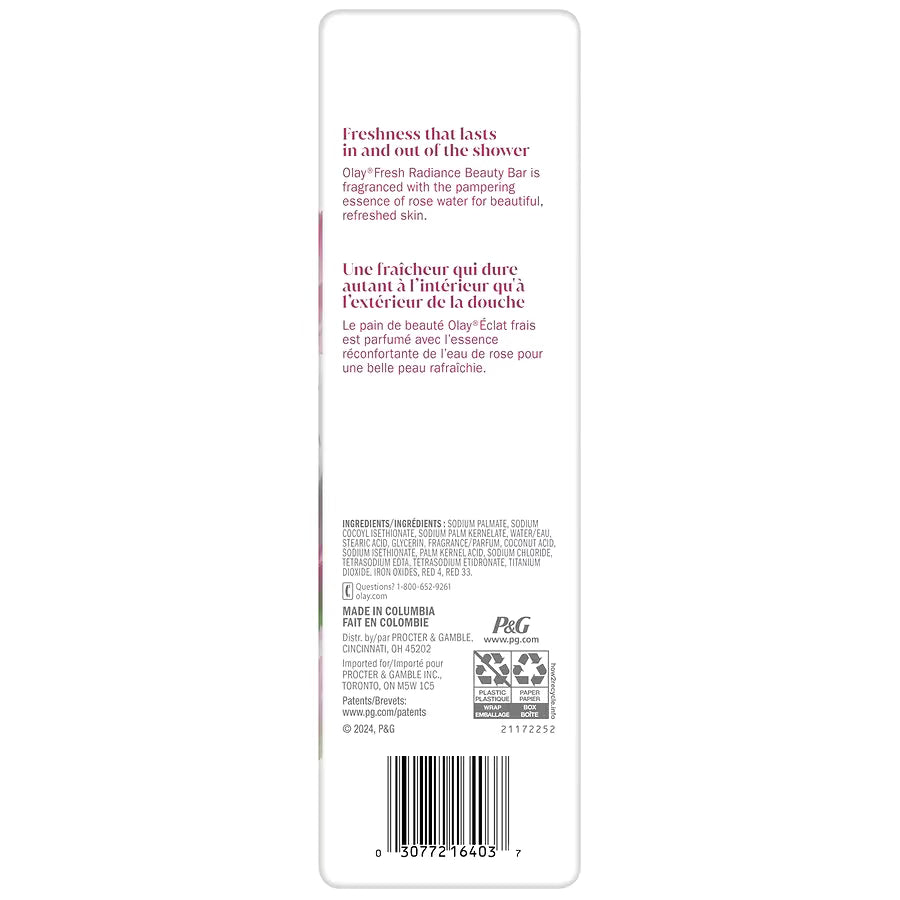 Olay Fresh Radiance Beauty Bar Rose Water, 3.17 oz, 6 pack
