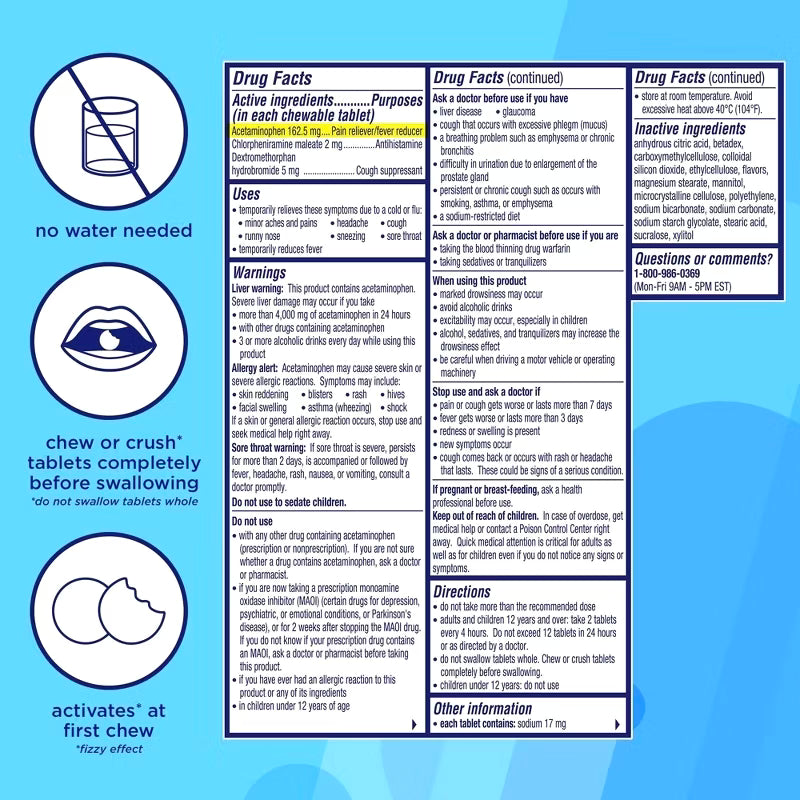 Alka-Seltzer Plus Cold & Flu Fizzy Chews - Orange Flavor - 24ct