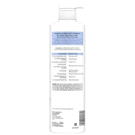 Pantene Pro-V Miracles Curl Define & Shine Coconut + Shea Sulfate-Free Shampoo 13.5 fl oz