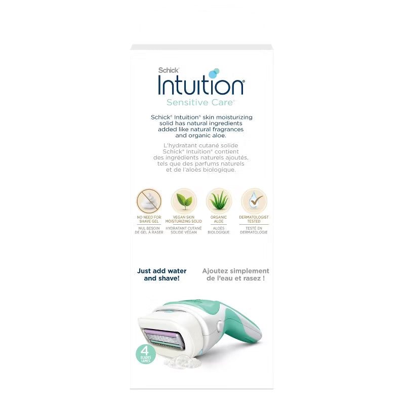 Schick Intuition Sensitive Care Women's Razor - 1 Razor Handle and 2 Refills
