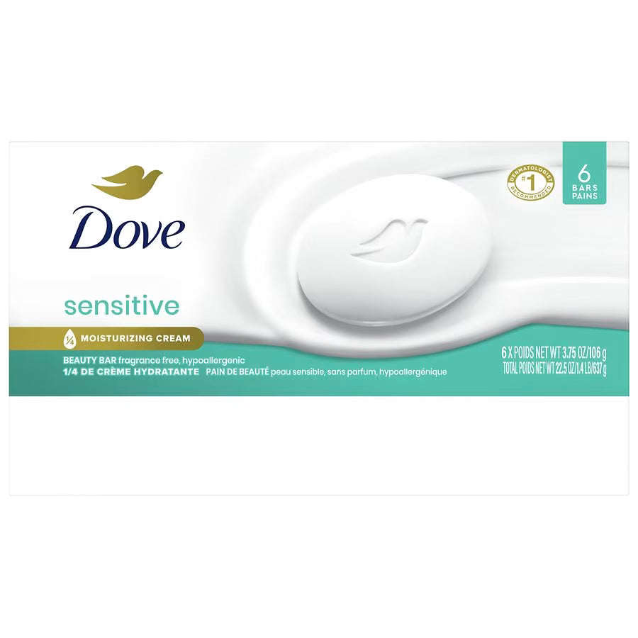 Dove Beauty Bar Soap Sensitive, 3.75 oz, 6 pack