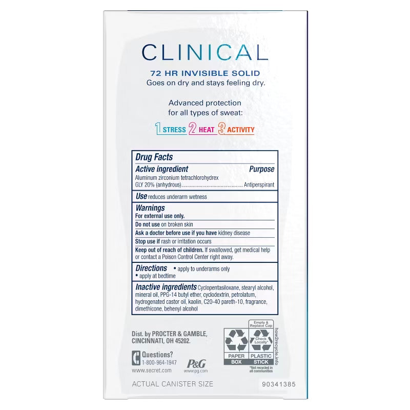 Secret Women's Clinical Strength Invisible Solid Antiperspirant and Deodorant- Nurturing Coconut 1.6oz