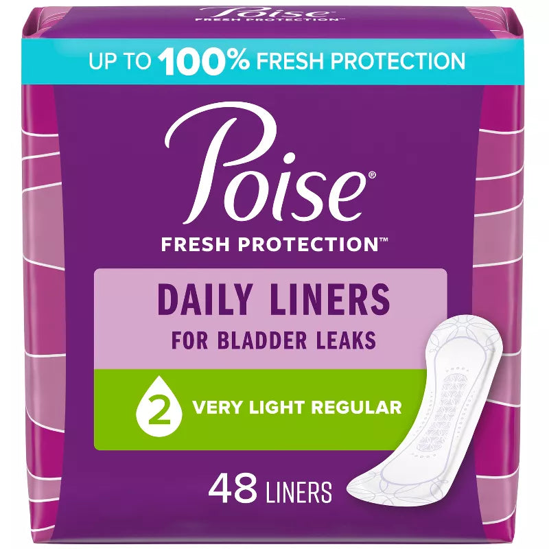 Poise Daily Incontinence Panty Liners - Very Light Absorbency (2 Drop) 48ct