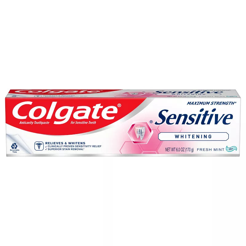 Colgate Sensitive Toothpaste Maximum Strength with Whitening - Fresh Mint Gel - 6oz***