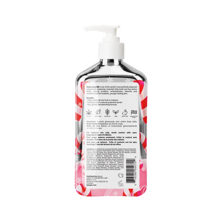 Hempz Limited Edition Candy Cane Lane Herbal Body Moisturizer for Dry Skin, 17 fl oz