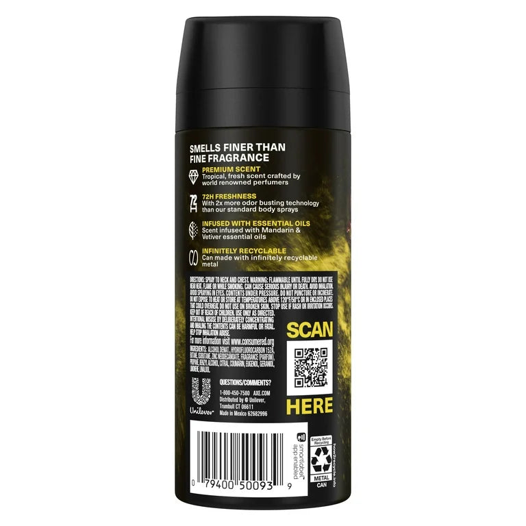 Axe Fine Fragrance Collection Men's Deodorant Spray, Golden Mango Aluminum-Free, 4 oz