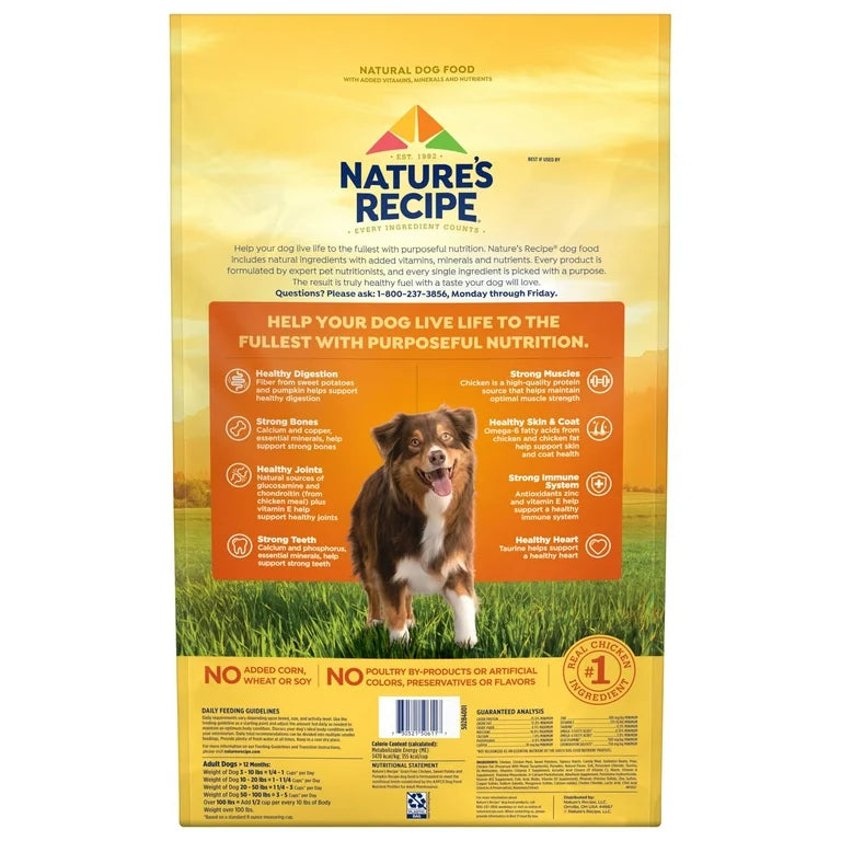 Nature’s Recipe Grain Free Chicken, Sweet Potato & Pumpkin Recipe, Dry Dog Food, 24 lb. Bag