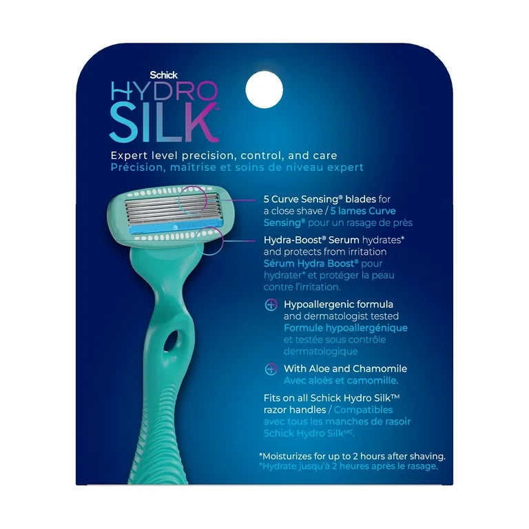 Schick Hydro Silk Sensitive Womens Razor Blade Refills, 4 ct, 5-Blade Razors for Women Sensitive Skin