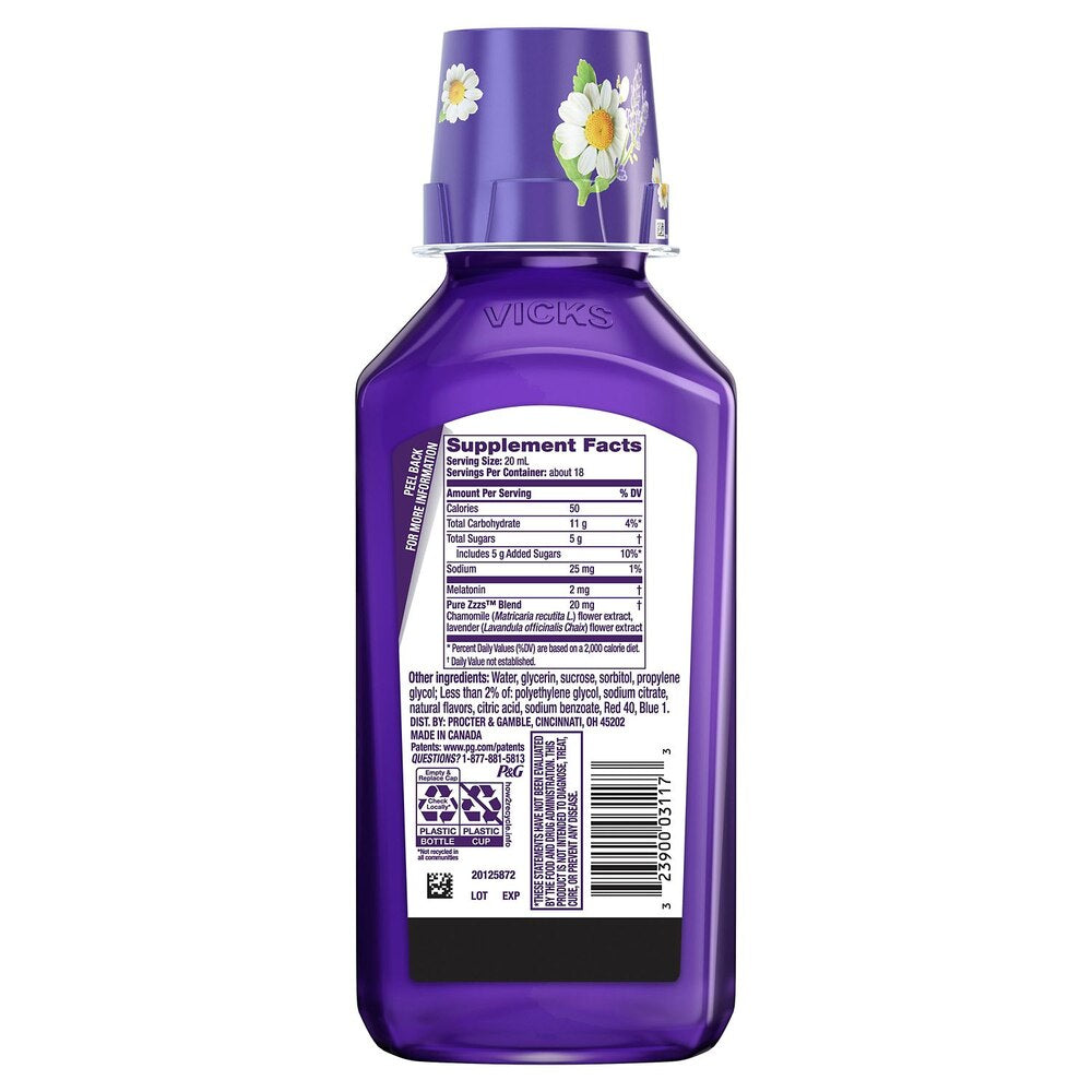 Vicks ZzzQuil Pure Zzzs Sleep Aid Melatonin Liquid, Melatonin 2mg for Sleep Support, 12 Fl Oz