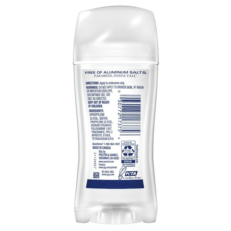 Secret Aluminum Free Clear Solid, Clear Ocean Scent, 2.4oz