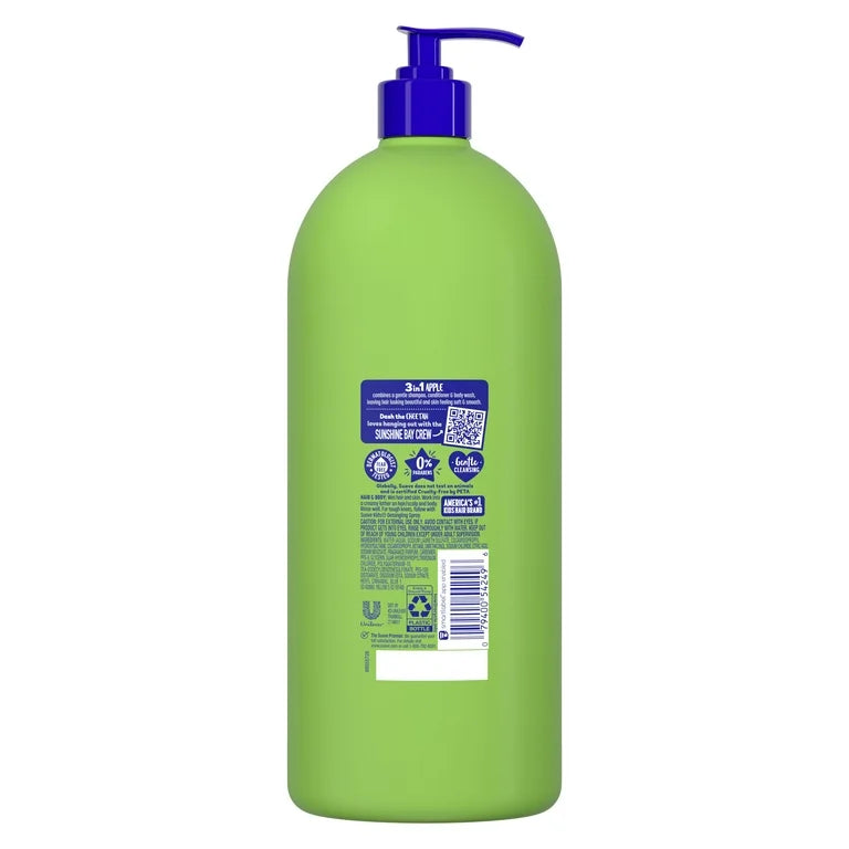 Suave Kids 3-in-1 Shampoo, Conditioner & Body Wash, Silly Apple, Tear Free Formula, 40 fl oz