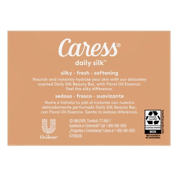 Caress Women's Bar Soap Daily Silk White Peach & Orange Blossom for All Skin, 1 3.15oz Bar