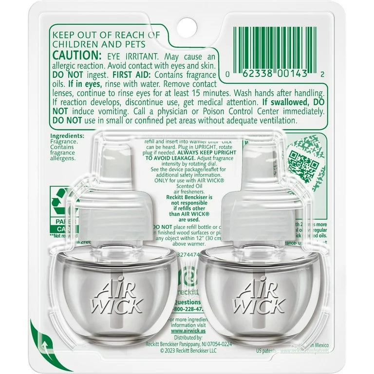 Air Wick Vibrant Plug-In Scented Oil Air Freshener Warmer Refills, White Gardenia and Plumeria, 2 Count