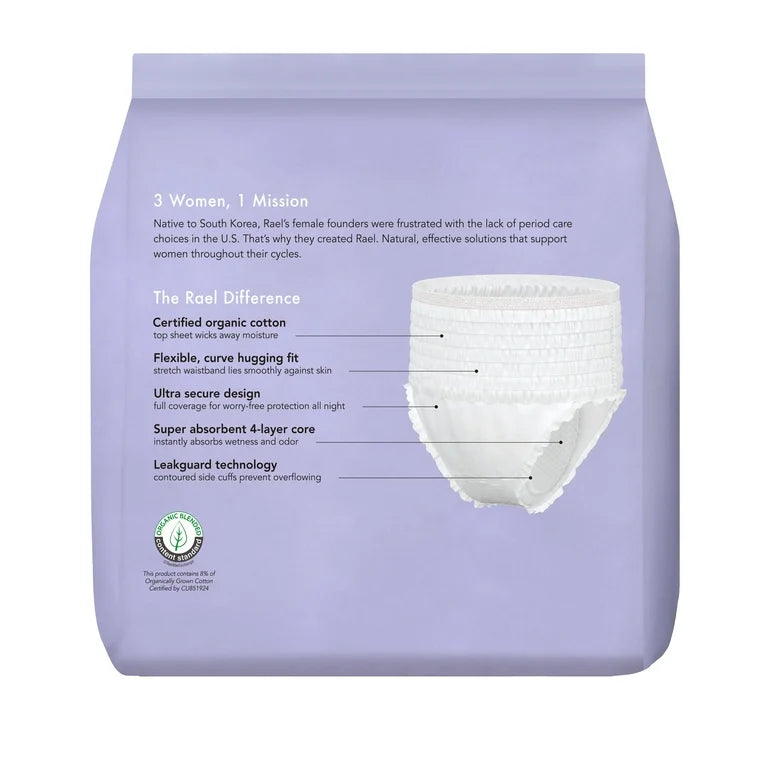 Rael Organic Cotton Disposable Period Underwear, for Heavy Flows (click for size options)