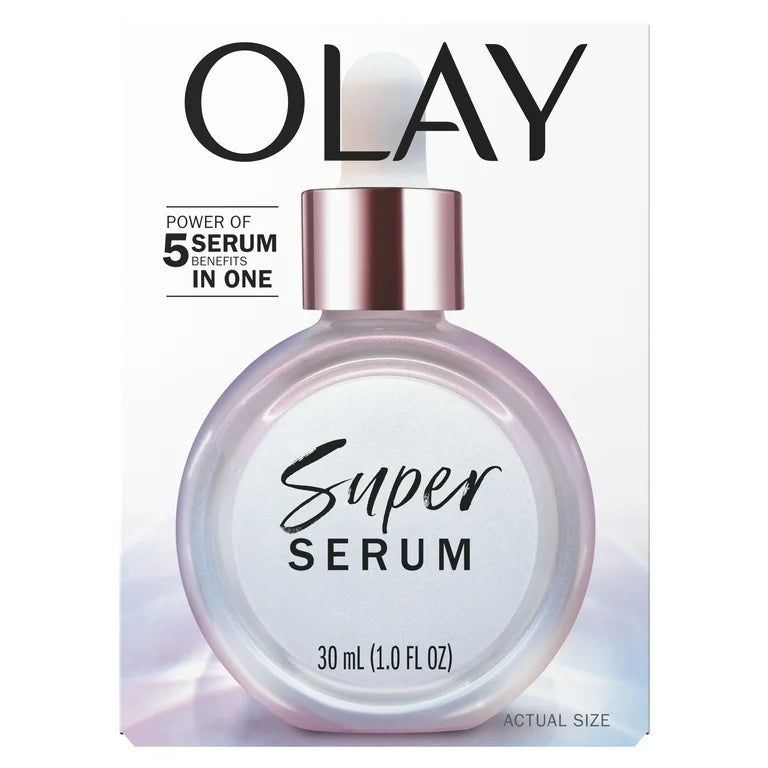 Olay Super Serum - Niacinamide, Vitamin C & E, Collagen Peptide, AHA - 5-in-1 Skin Care Benefits 1.0 Oz