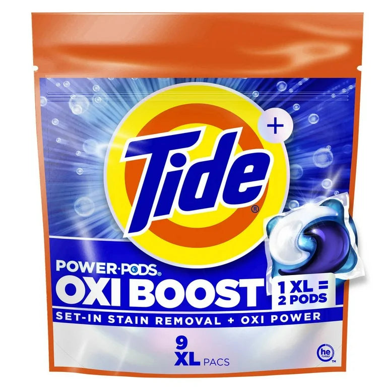 Tide Power Pods Oxi Boost XL Laundry Detergent Pacs - 9 ct