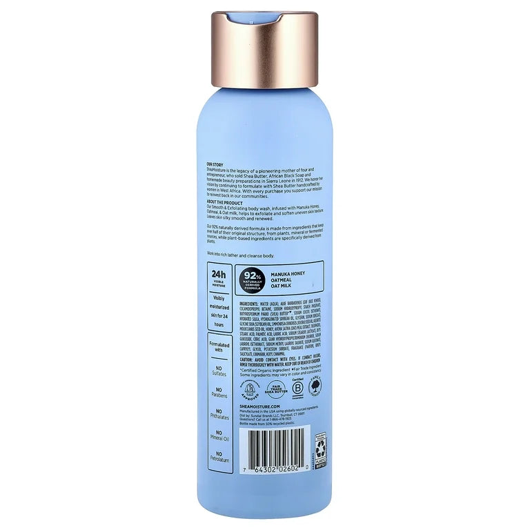Gel de baño exfoliante y suave SheaMoisture, miel de Manuka y avena, 500 ml