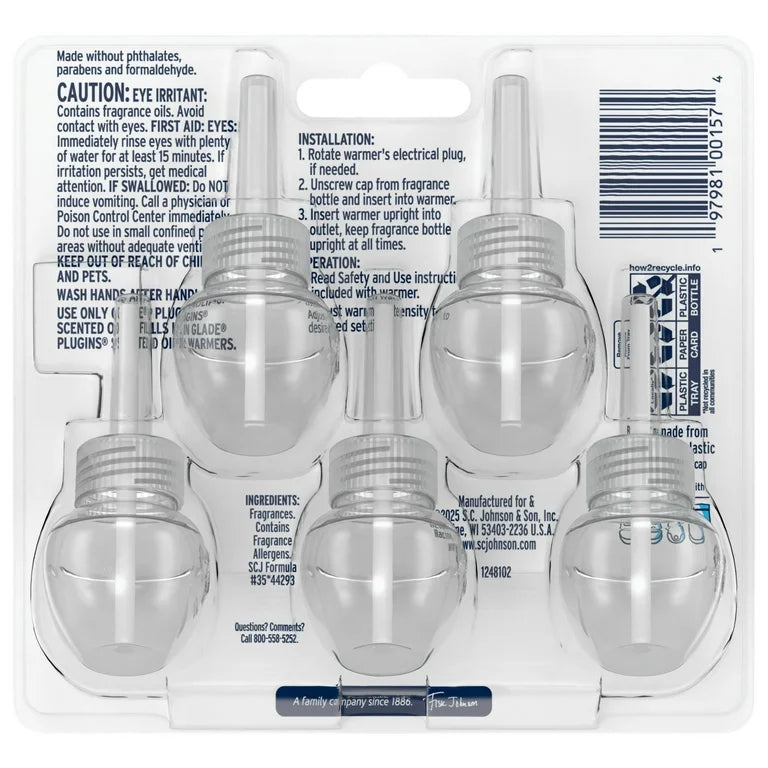 Glade® PlugIns® Refills Air Freshener, Christmas Holiday Embers & Sandalwood, 3.35oz., 5 Count