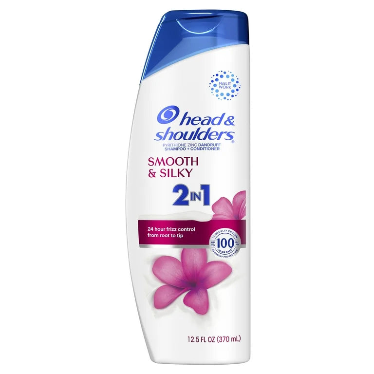 Head and Shoulders 2 in 1 Dandruff Shampoo and Conditioner, Smooth and Silky, 12.5 oz