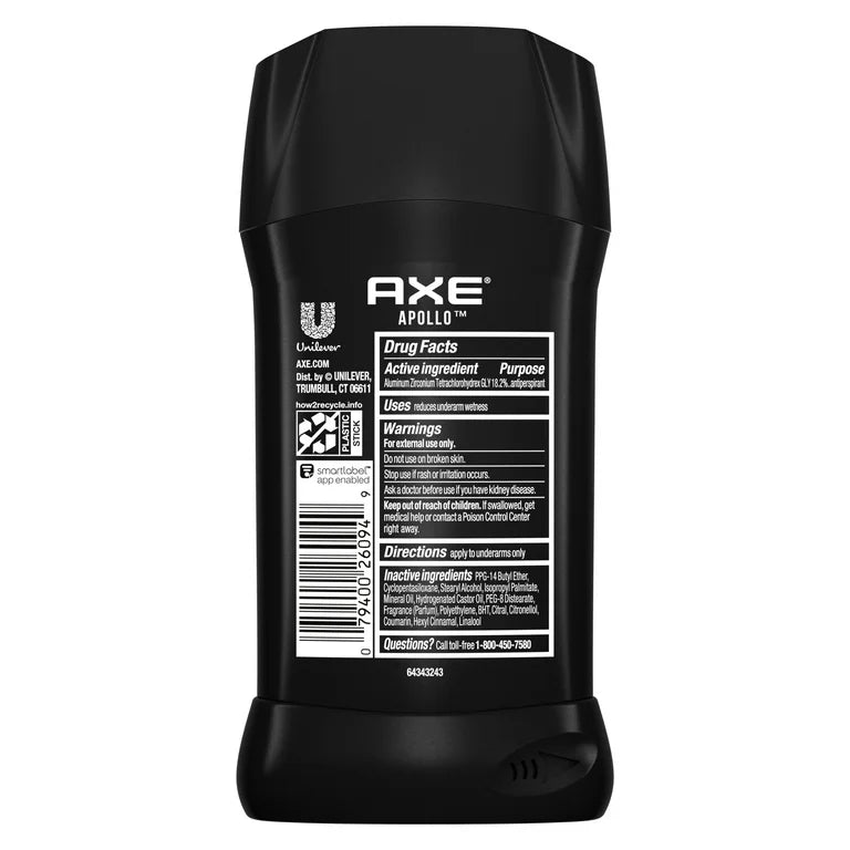 Axe Apollo Long Lasting Men's Antiperspirant Deodorant Stick, Sage and Cedarwood, 2.7 oz