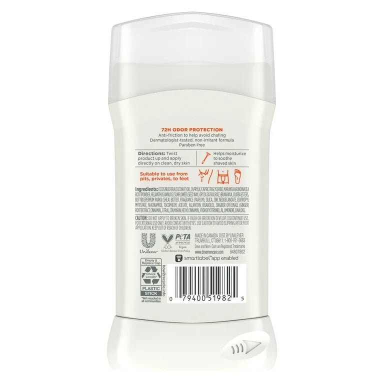 Dove Men+Care Whole Body Deodorant Stick for Men Shea Butter & Cedar, 3 oz