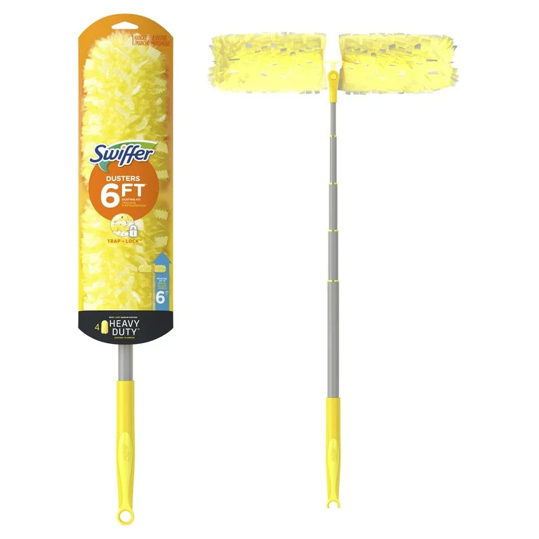 Swiffer Dusters with Extension Pole, Cleaning Kit includes 6ft Extendable Handle + 4 Duster Refills