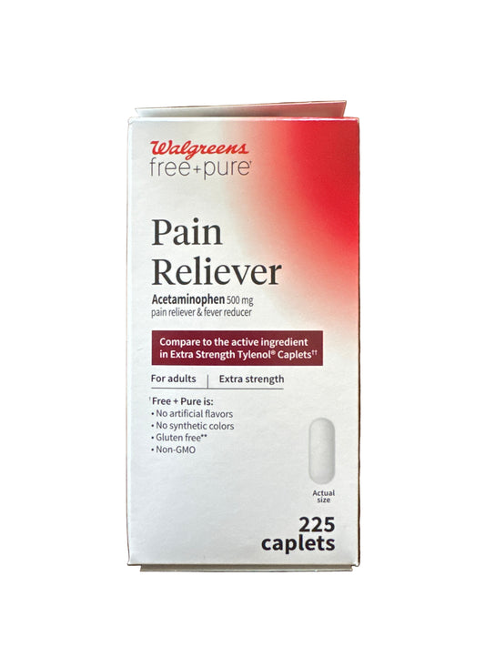 Walgreens Pain Reliever Free+Pure 500mg 225ct