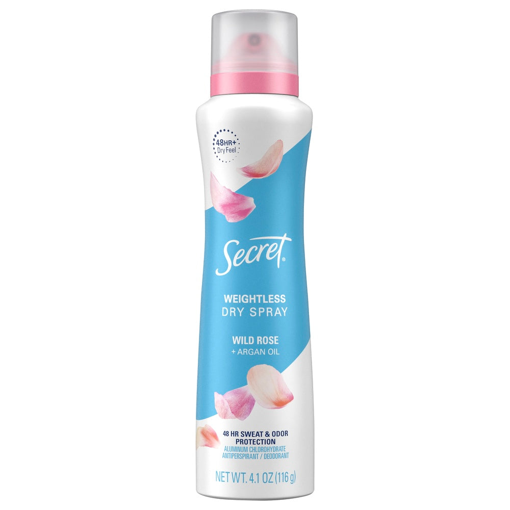 Secret Antiperspirant/Deodorant, Wild Rose + Argan Oil, Weightless Dry Spray 4.1oz