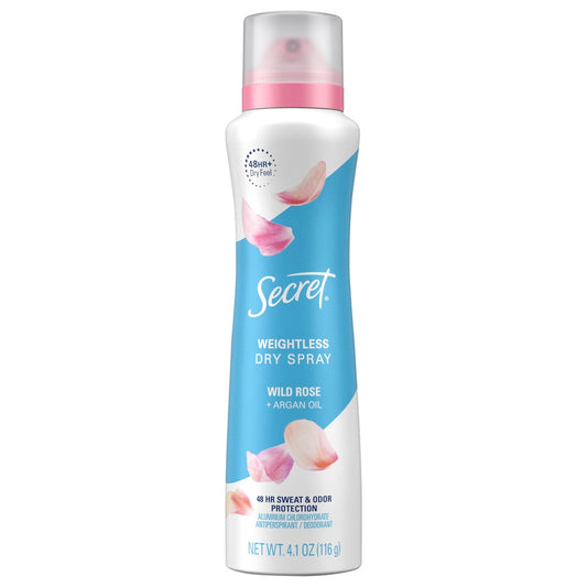Secret Antiperspirant/Deodorant, Wild Rose + Argan Oil, Weightless Dry Spray 4.1oz