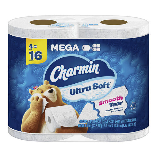 Papel higiénico Charmin ultrasuave y liso, 4 megarollos