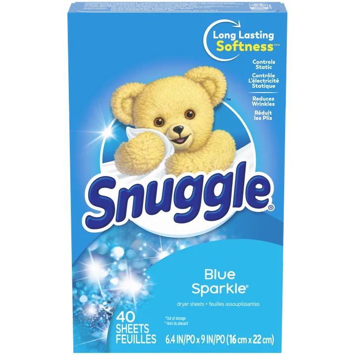 Toallitas suavizantes para secadora Snuggle, brillo azul, 40 unidades