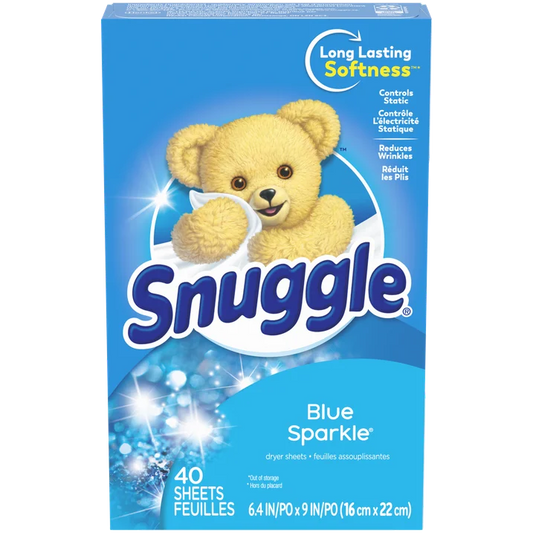 Toallitas suavizantes para secadora Snuggle, brillo azul, 40 unidades