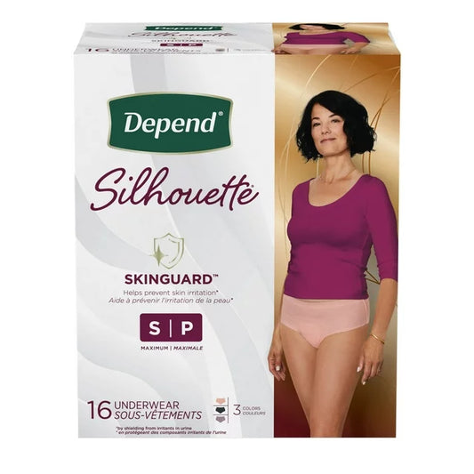 Depend Silhouette Adult Incontinence Underwear for Women, S, Black, Pink & Berry, 16Ct