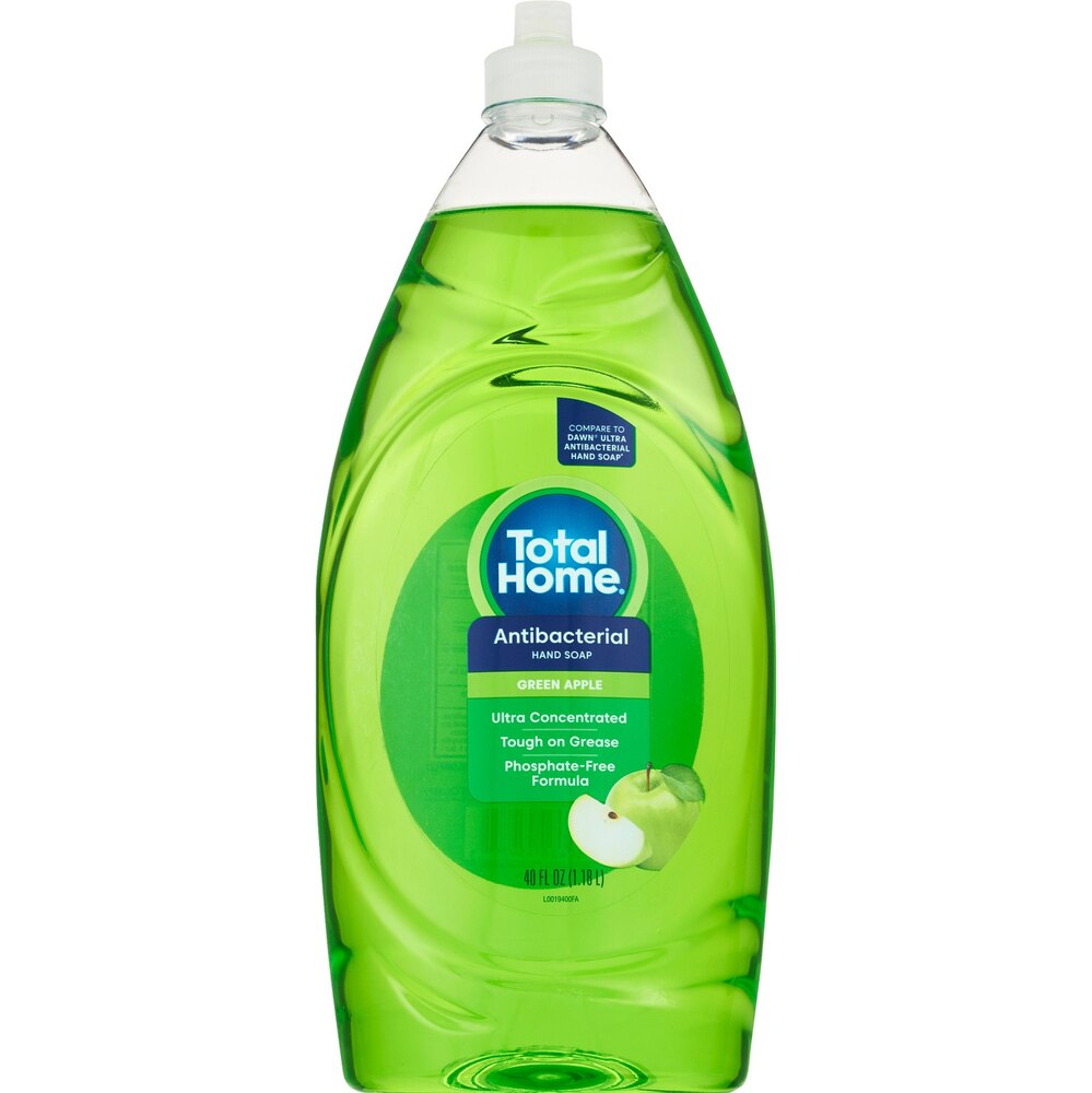 Total Home Antibacterial Dish and Hand Soap, Green Apple, 40 oz