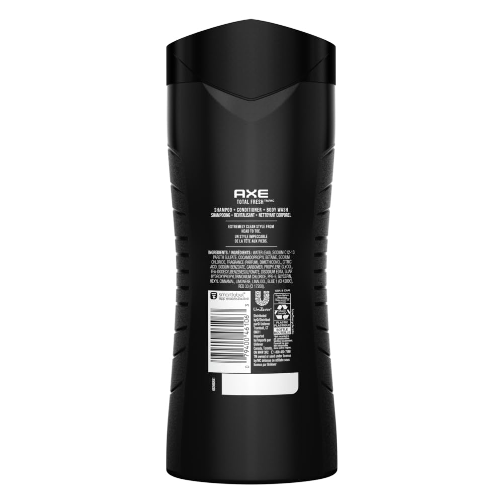 Axe Hair 3 in 1 - Total Fresh - Shampoo + Conditioner + Body Wash - 16oz