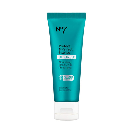 Crema nutritiva avanzada e intensa para manos y uñas No7 Protect &amp; Perfect: crema antienvejecimiento para manos con vitamina B5, 2,5 oz