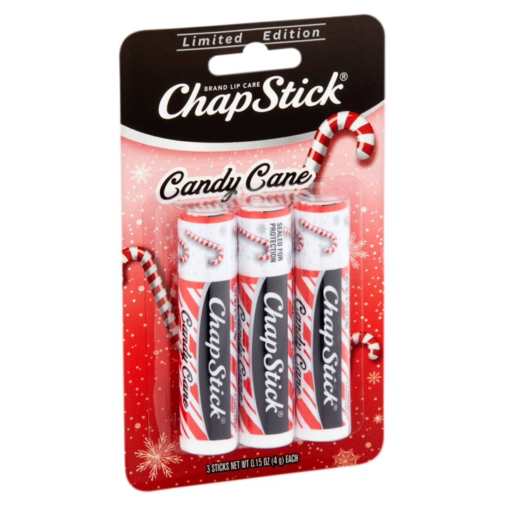 ChapStick Hydrating Limited Edition Holiday Collection Lip Balm, Candy Cane, 3 Pack