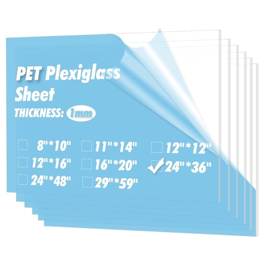 Art3d 5-Pack of 24×36" PET/Plexiglass sheets