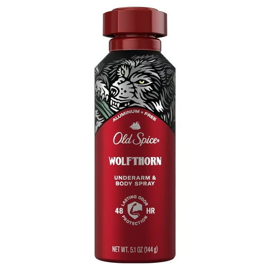 Old Spice Spray corporal sin aluminio, Wolfthorn, 5,1 oz***