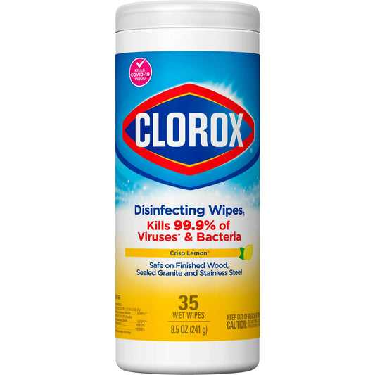 Clorox 無漂白消毒清潔濕巾，脆檸檬味，35 片