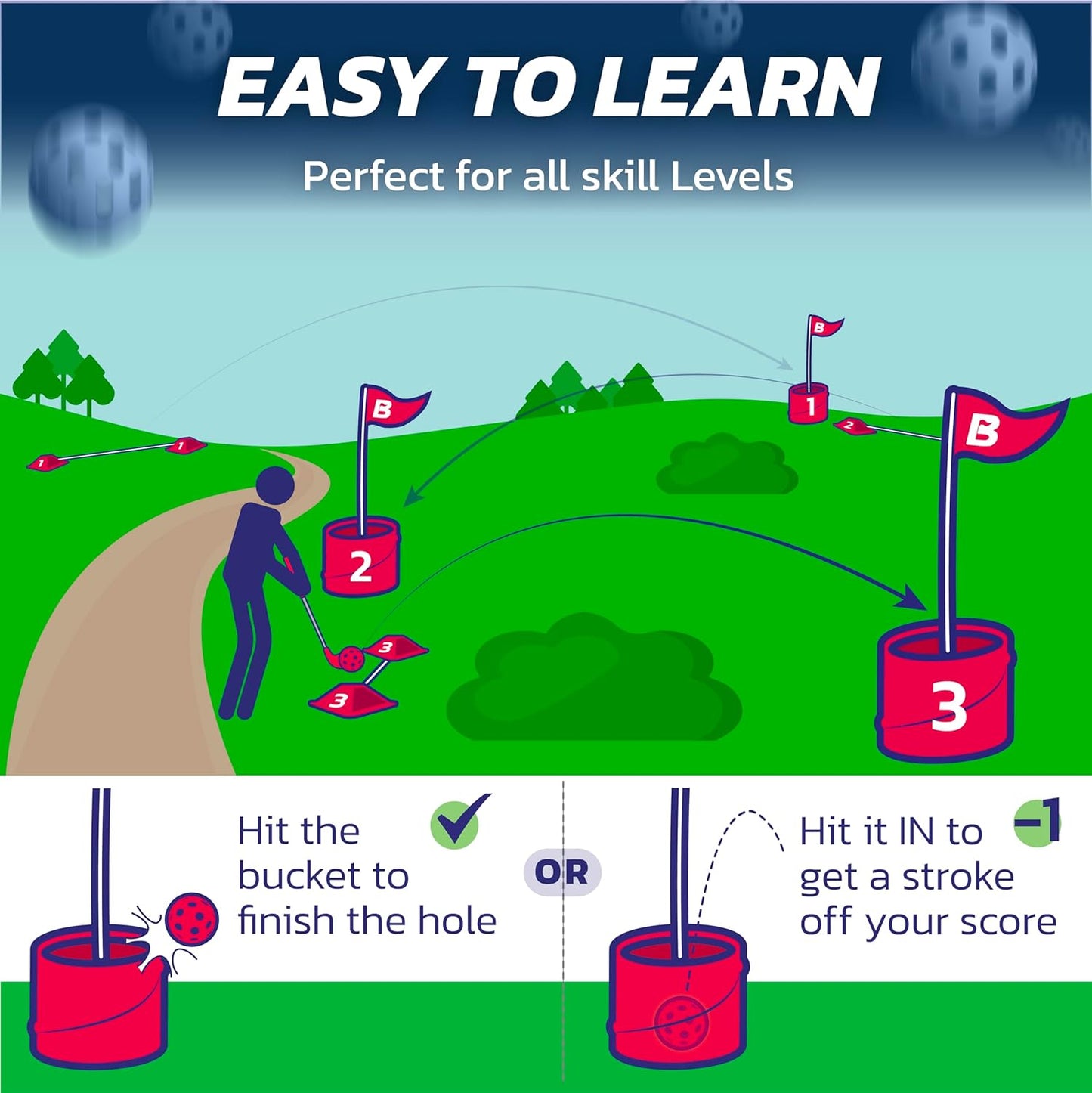 Juego de golf de 3 hoyos para principiantes: nuevo juego de golf para exteriores