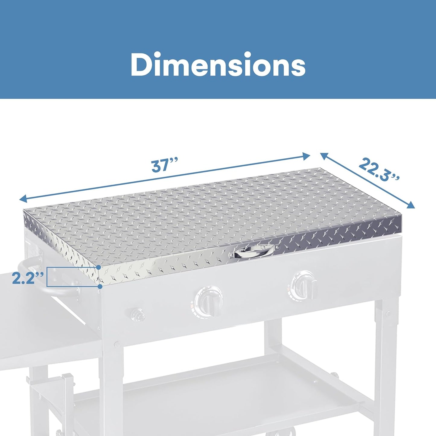 Flybold Blackstone Griddle Cover 36 inch - Waterproof Diamond Plated Design with Aluminum Hard Top Lid & Stainless Steel Handle