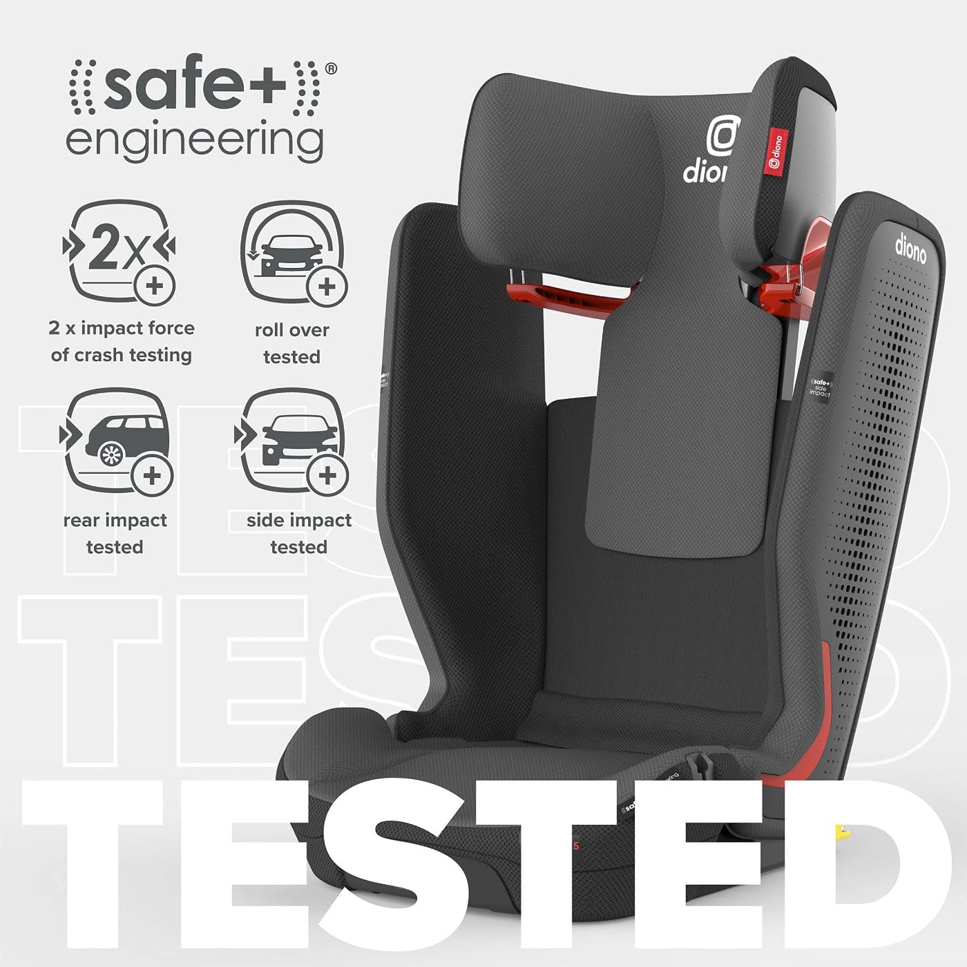 Diono Monterey 5iST FixSafe High Back Booster Car Seat with Expandable Height and Width, Compact Fold to Full Size Booster, Foldable, Portable Booster