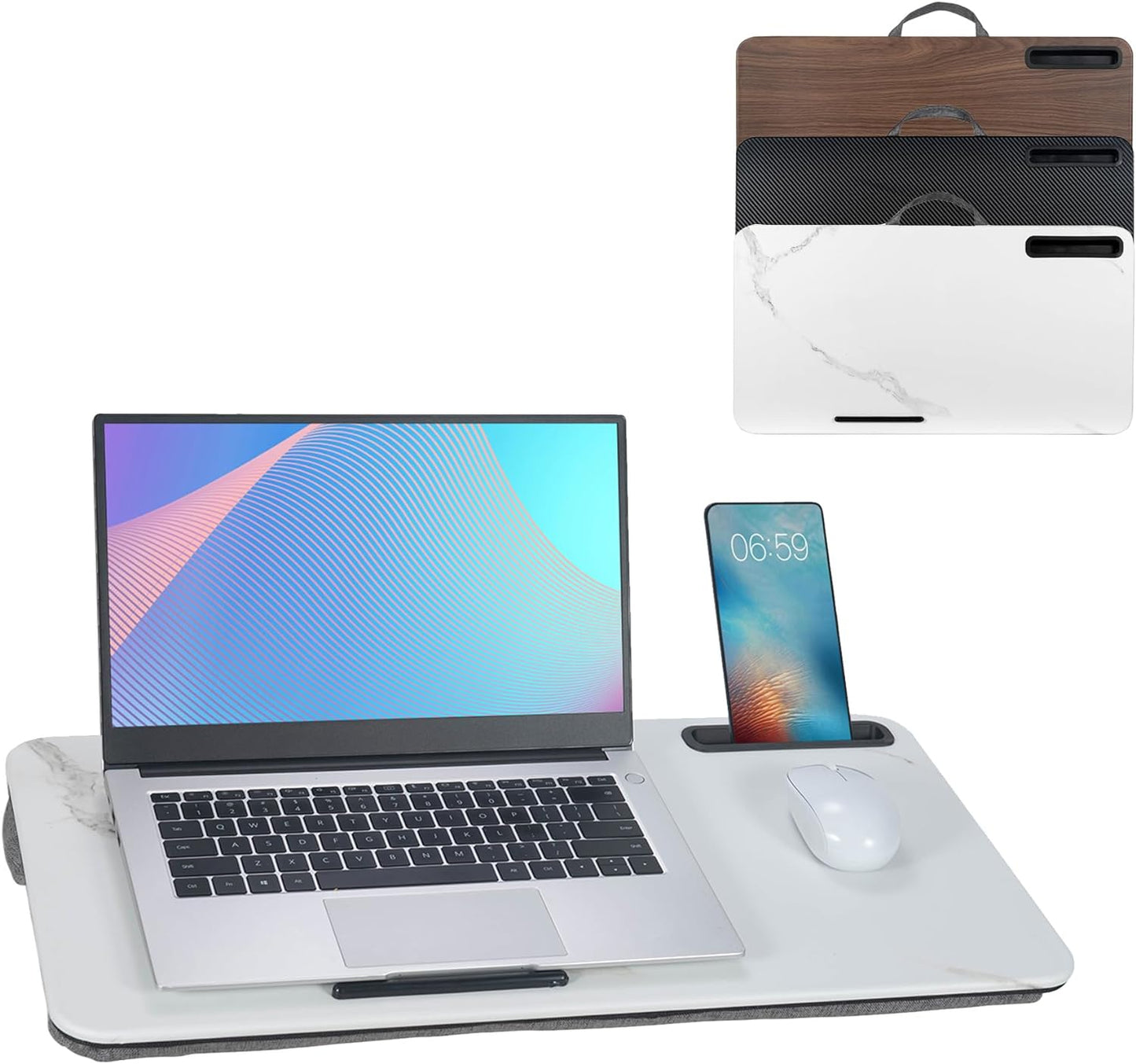 Lap Desk, Portable Laptop Desk, with Tablet Slot, Built-in Cushion, Great for Home & Office