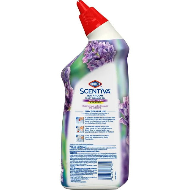 Clorox Scentiva Bathroom Toilet Cleaning Gel, Lavender and Jasmine, 24 Fluid Ounces