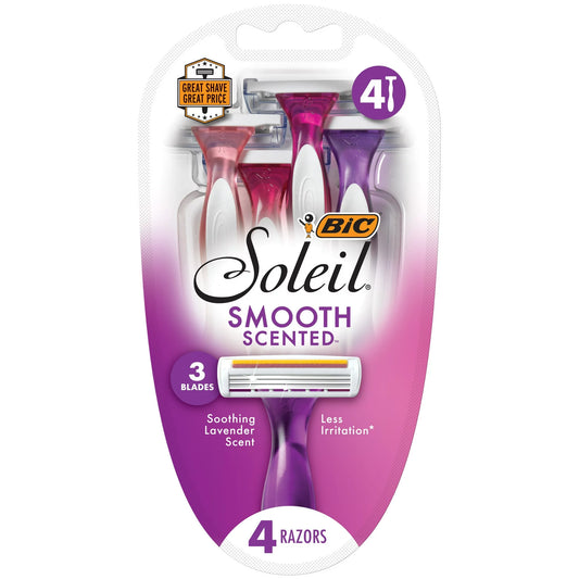 Maquinilla de afeitar desechable para mujer BIC Soleil Smooth Scented, 3 hojas, paquete de 4