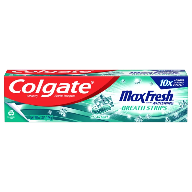 Pasta de dientes Colgate Max Fresh con mini tiras para el aliento, menta limpia, 6,3 oz ***